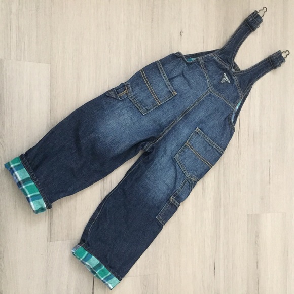 OshKosh B’gosh Flannel Lined Jean Overall Bibs, 3T - Picture 7 of 7
